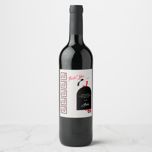 ファブシルエットグラムレッドブラックシューズ感謝してい誕生日 ワインラベル (正面)