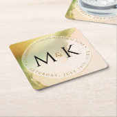 ファブチャートレはっきりしたウス🤵 & スタイリッシュバジェット結婚ズ スクエアペーパーコースター (アングル)