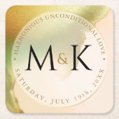 ファブチャートレはっきりしたウス🤵 & スタイリッシュバジェット結婚ズ スクエアペーパーコースター (正面)
