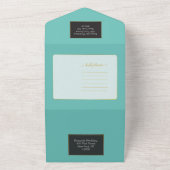 ファブティール(緑がかった色)エレガントオールインワン招待状 オールインワン招待状 (外側)