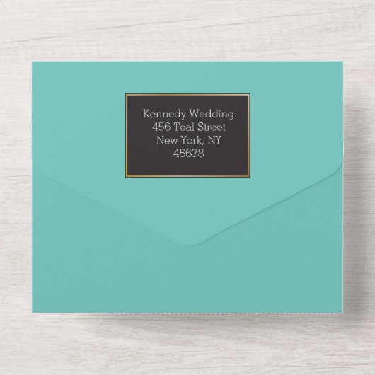 ファブティール（緑がかった色）エレガントオールインワン招待状 オールインワン招待状 (裏面)