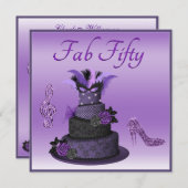 ファブフィフィパープルディヴァケーキ、スパークルハイヒール 招待状 (正面/裏面)