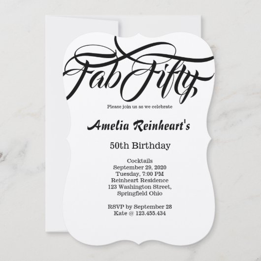 ファブフィフティ50バースデーパーティー 招待状 (正面)