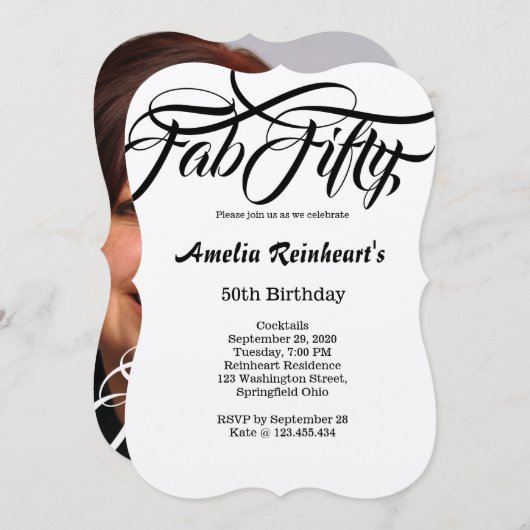 ファブフィフティ50バースデーパーティー 招待状 (正面/裏面)
