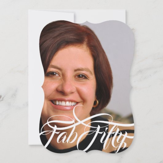 ファブフィフティ50誕生日パーティーヴィンテージボタニフラワー 招待状 (裏面)