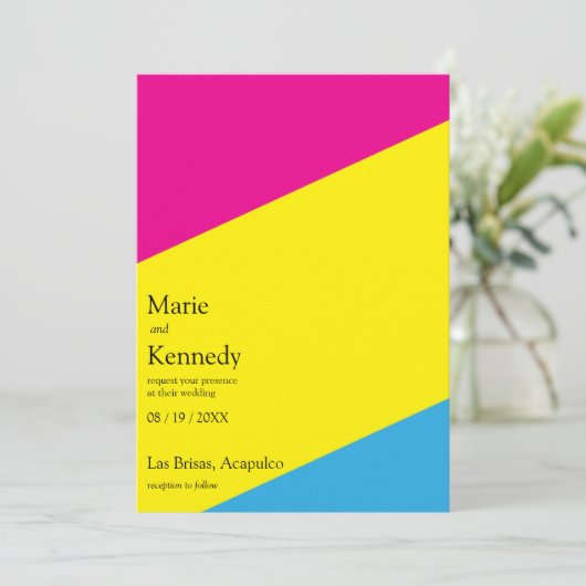 ファブブライトサマーカラーズデジ結婚タル 招待状 (スタンド正面)