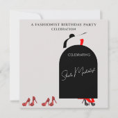 ファブブラックグラムファッショニストレッドシューズバースデーパーティー 招待状 (正面)