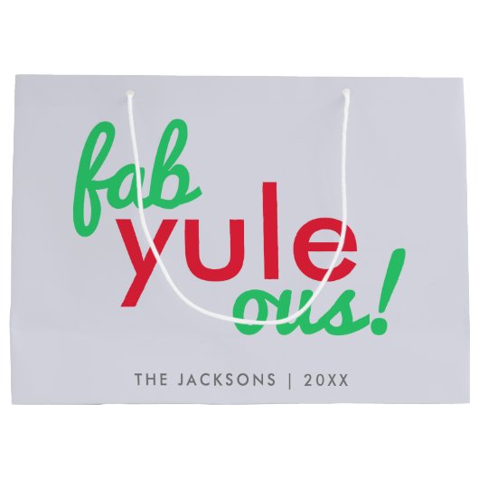 ファブユール（キリスト降誕祭）オ |素晴らしいクリスマススタイリッシュおもしろいFab ラージペーパーバッグ (裏面)