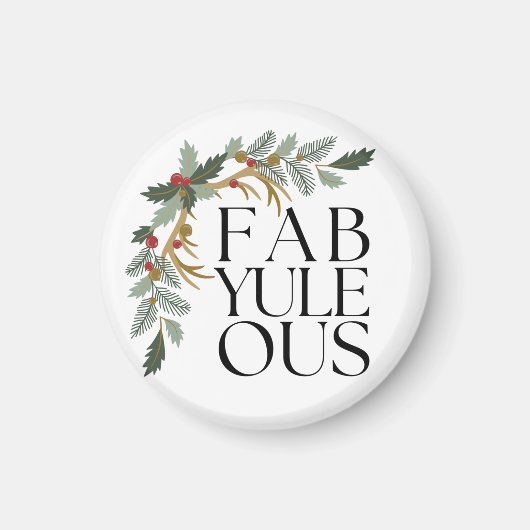 ファブユール（キリスト降誕祭）ーモダンス – クリスマスグリーン，赤と金ゴールド マグネット (正面)