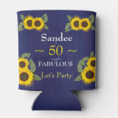 ファブラスとフィフティ誕生日モダンブルーサンフラワー 缶クーラー (裏面)