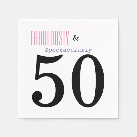 ファブラスと50歳の誕生日パーティー紙ナプキンス スタンダードカクテルナプキン (正面)
