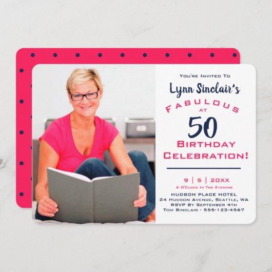 ファブラスアット50誕生祝い招待状 招待状 (正面/裏面)