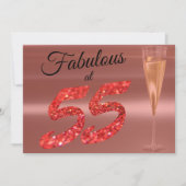 ファブラスアット55誕生日コーラルグリッターパーティー 招待状 (正面)