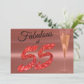 ファブラスアット55誕生日コーラルグリッターパーティー 招待状 (スタンド正面)