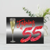 ファブラスアット55誕生日コーラルグリッターパーティー 招待状 (スタンド正面)