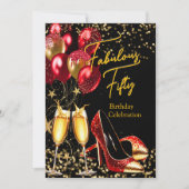 ファブラスグリッターレッド金ゴールドハイトールシャンパン 招待状 (正面)