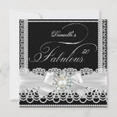 ファブラスパーティー白黒パールレースボウ 招待状 (正面)