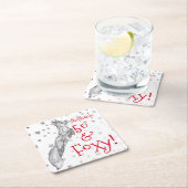 ファブラスフォキシ50th誕生日白黒レッドキツネ スクエアペーパーコースター (インサイチュ)