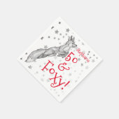 ファブラスフォキシ50th誕生日白黒レッドキツネ スタンダードカクテルナプキン (角)