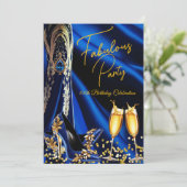 ファブラス誕生日ブルー金ゴールドハイトシャンパーニュ 招待状 (スタンド正面)