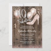 ファブラス40バラ金ゴールドハイヒールバーンウッド誕生日 招待状 (正面)