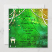 ファブラス50グリーン金ゴールドハイトシャンパーニュ誕生日 招待状 (裏面)
