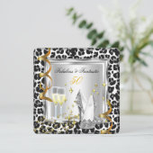 ファブラス50シルバーヒールレオパード金ゴールド誕生日2 招待状 (スタンド正面)