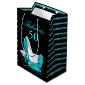 ファブラス50ティール（緑がかった色）ブルーグリッターハイヒール ミディアムペーパーバッグ (裏面アングル)