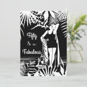 ファブラス50バースデーパーティードコレディ白黒 招待状 (スタンド正面)