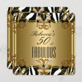 ファブラス50ブロンズ金ゴールド白黒ゼブラ 招待状 (正面/裏面)