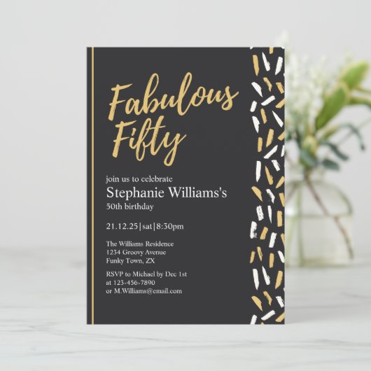 ファブラス50モダンゴールデン女子50誕生日 招待状 (スタンド正面)