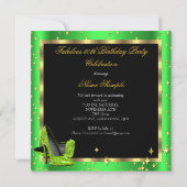 ファブラス50ライムグリーンシャンパンヒール誕生日 招待状 (裏面)