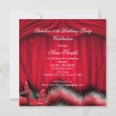 ファブラス50レッドハイヒールフェザー誕生日 招待状 (裏面)