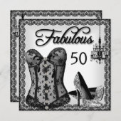 ファブラス50白黒コルセットハイヒールパーティー 招待状 (正面/裏面)