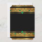 ファブラス50誕生日エメラルドグリーンジェム金ゴールド 招待状 (裏面)