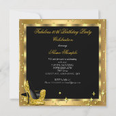 ファブラス50金ゴールドシャンパンハイヒール誕生日2 招待状 (裏面)