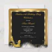 ファブラス50金ゴールドシャンパンハイヒール誕生日 招待状 (裏面)