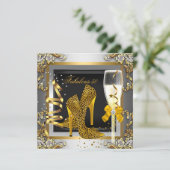 ファブラス50金ゴールドレオパードシルバーシャンパーニュ誕生日 招待状 (スタンド正面)