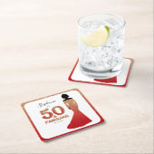 ファブラス50th誕生日グラデーショングリッターガウン スクエアペーパーコースター (インサイチュ)