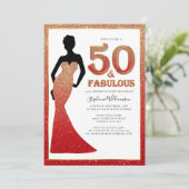 ファブラス50th誕生日グラデーショングリッターガウン 招待状 (スタンド正面)