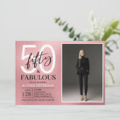 ファブリカスな50歳の誕生日お祝い写真 招待状 (スタンド正面)