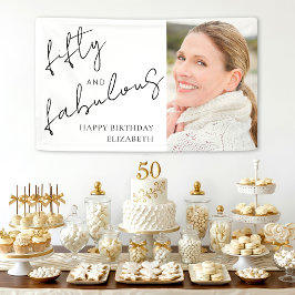 ファブリカスな50歳の誕生日 ブラックホワイト スクリプト 横断幕