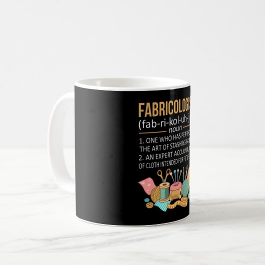 ファブリクソロジストファクチューターキルティング下水裁縫 コーヒーマグカップ (正面左)