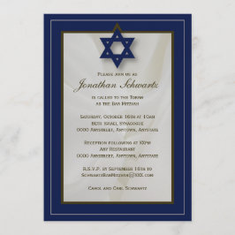 ファブリックエレガントバー（ユダヤ教の）バル・ミツバー招待状イン海軍 招待状