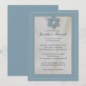 ファブリックエレガントバー（ユダヤ教の）バル・ミツバー招待状ライトブルー 招待状 (正面/裏面)