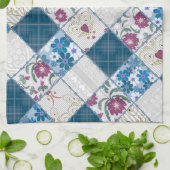 ファブリックスクラップの青いファッショナブルなパターン キッチンタオル (折り畳み)