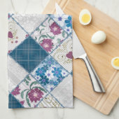 ファブリックスクラップの青いファッショナブルなパターン キッチンタオル (四つ折り)