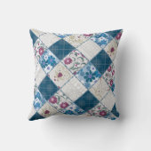 ファブリックスクラップの青いファッショナブルなパターン クッション (裏面)