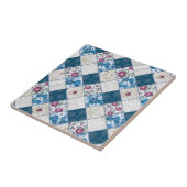 ファブリックスクラップの青いファッショナブルなパターン タイル (側面)