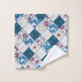 ファブリックスクラップの青いファッショナブルなパターン バスタオルセット (ウォッシュタオル)